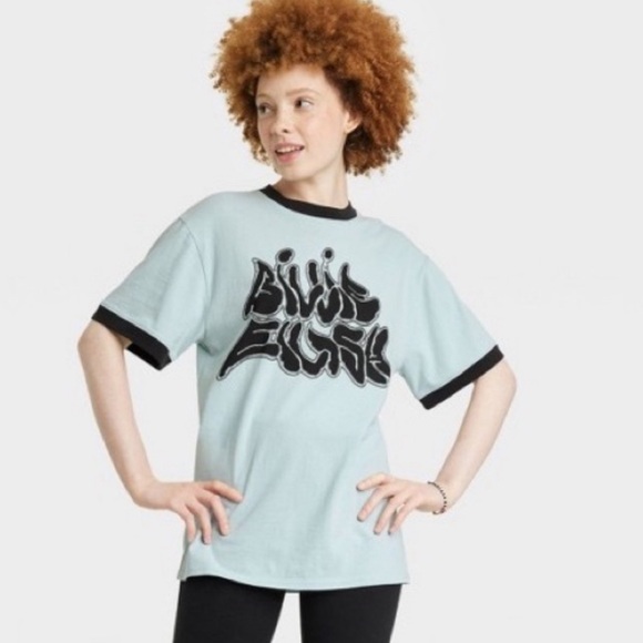 Billie Eilish Short Sleeve Teal Shirt - Picture 2 of 8